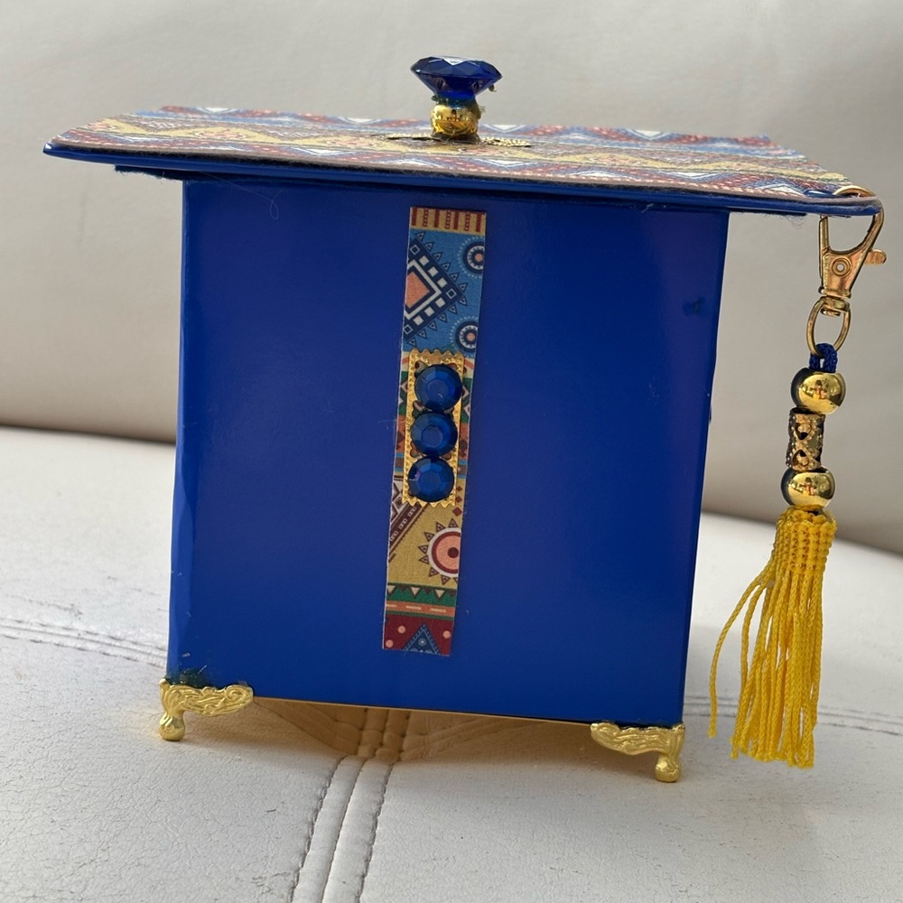 Artistic Blue Decorative Gift Box with Tassel